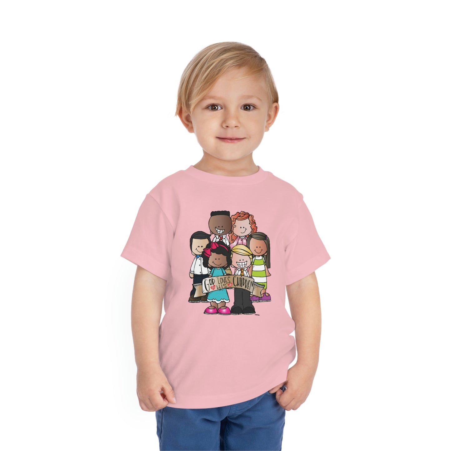 God Loves His Children Toddler Short Sleeve Tee